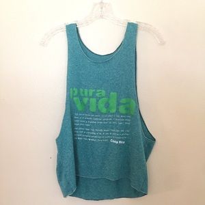 Pura Vida Blue and Green Tank Top